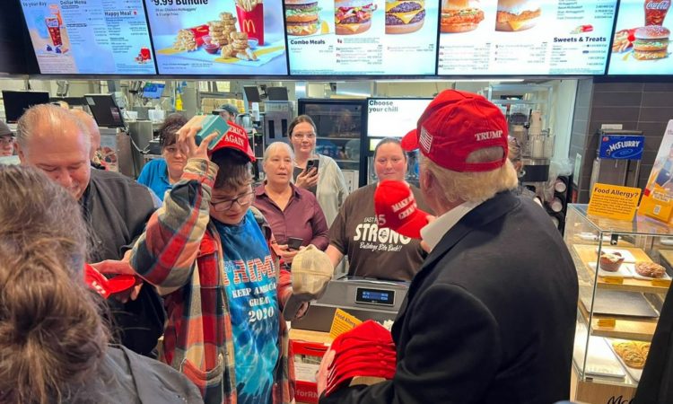 Trump personally hands out MAGA hats to East Palestine, Ohio residents. Credit: WKYC3News @wkyc