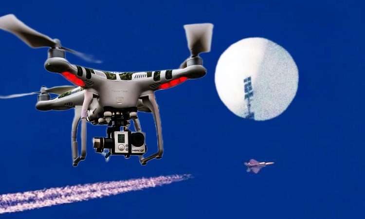 Photo edit for Chinese spy balloon and 2019-2020 Colorado drone. Credit: Alexander J. Williams III/Popacta