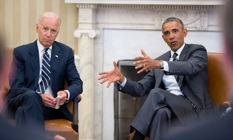 President Barack Obama gestures during a meeting with Vice President Joe Biden in the Oval Office, Aug. 27, 2014. (Official White House Photo by Pete Souza)